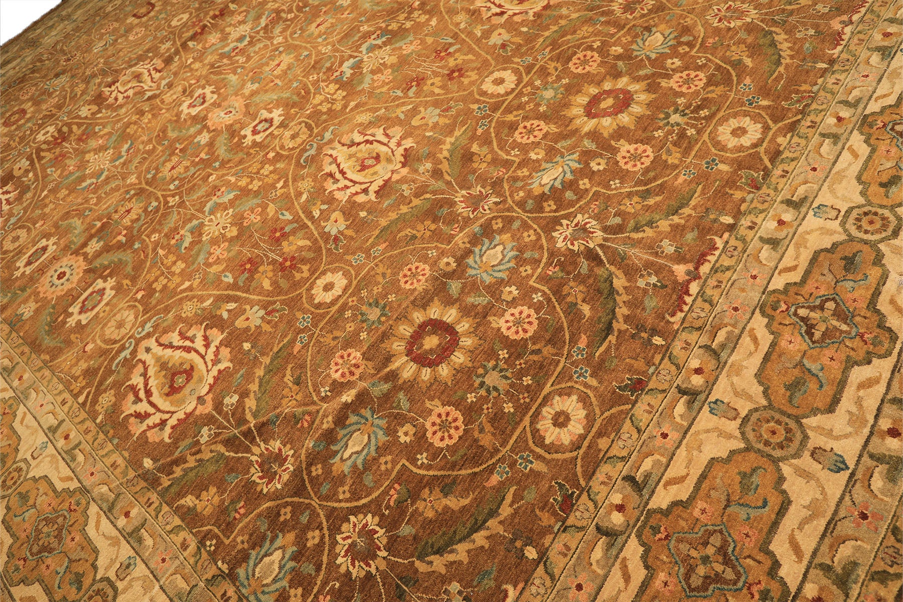 12x18 Caramel, Gold, Beige Color Hand Knotted Oushak Wool Traditional Oriental Rug