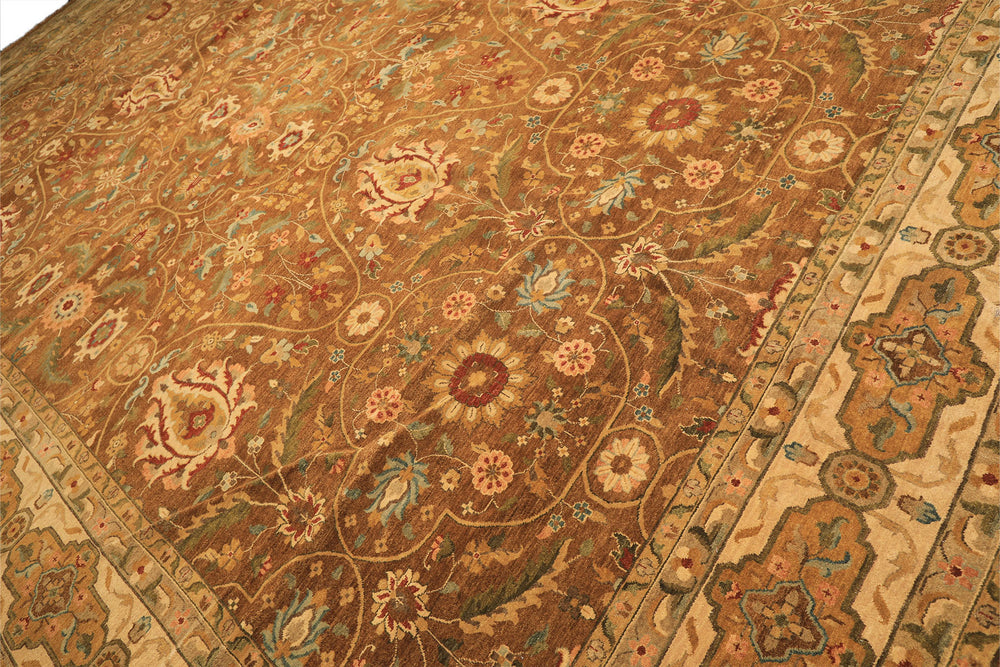 12x18 Caramel, Gold, Beige Color Hand Knotted Oushak Wool Traditional Oriental Rug