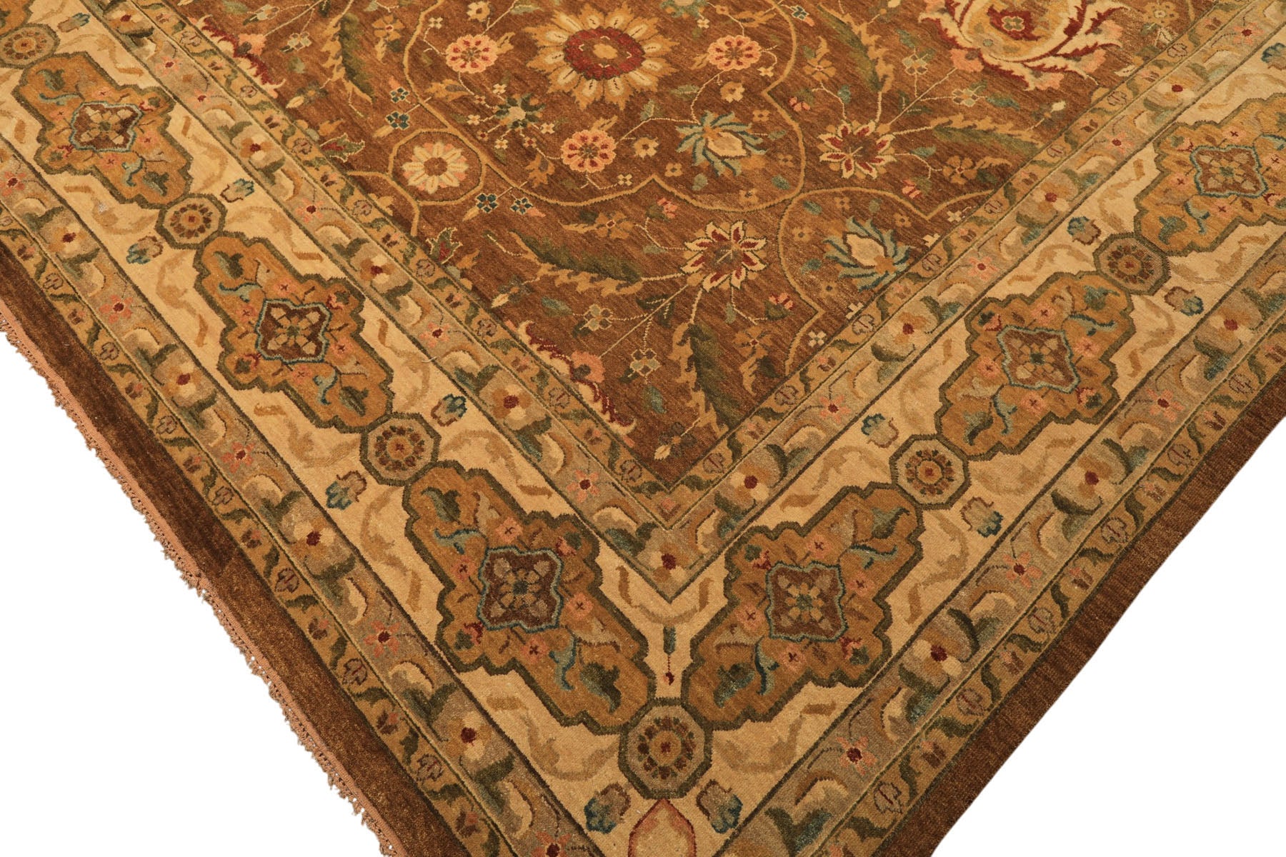 12x18 Caramel, Gold, Beige Color Hand Knotted Oushak Wool Traditional Oriental Rug
