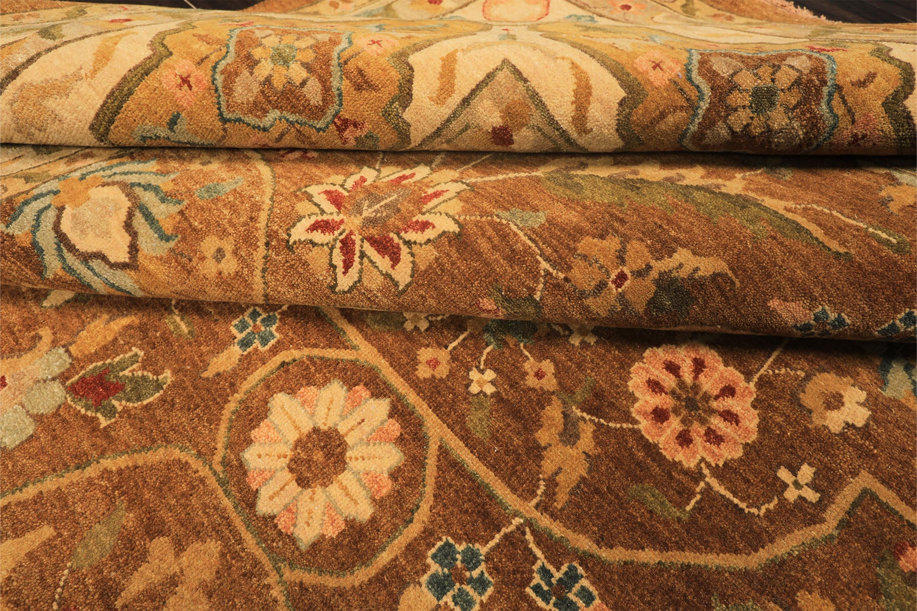12x18 Caramel, Gold, Beige Color Hand Knotted Oushak Wool Traditional Oriental Rug