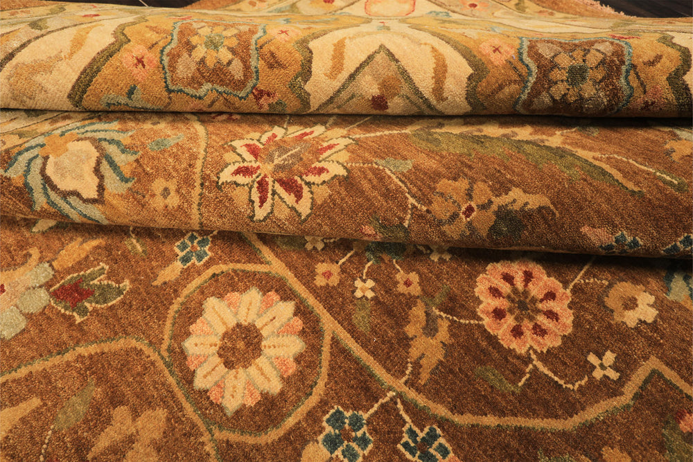 12x18 Caramel, Gold, Beige Color Hand Knotted Oushak Wool Traditional Oriental Rug