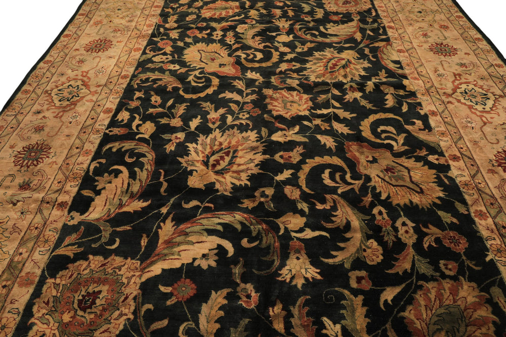 10x14 Charcoal with green undertone, Beige, Green Color Hand Knotted Oushak Wool Traditional Oriental Rug