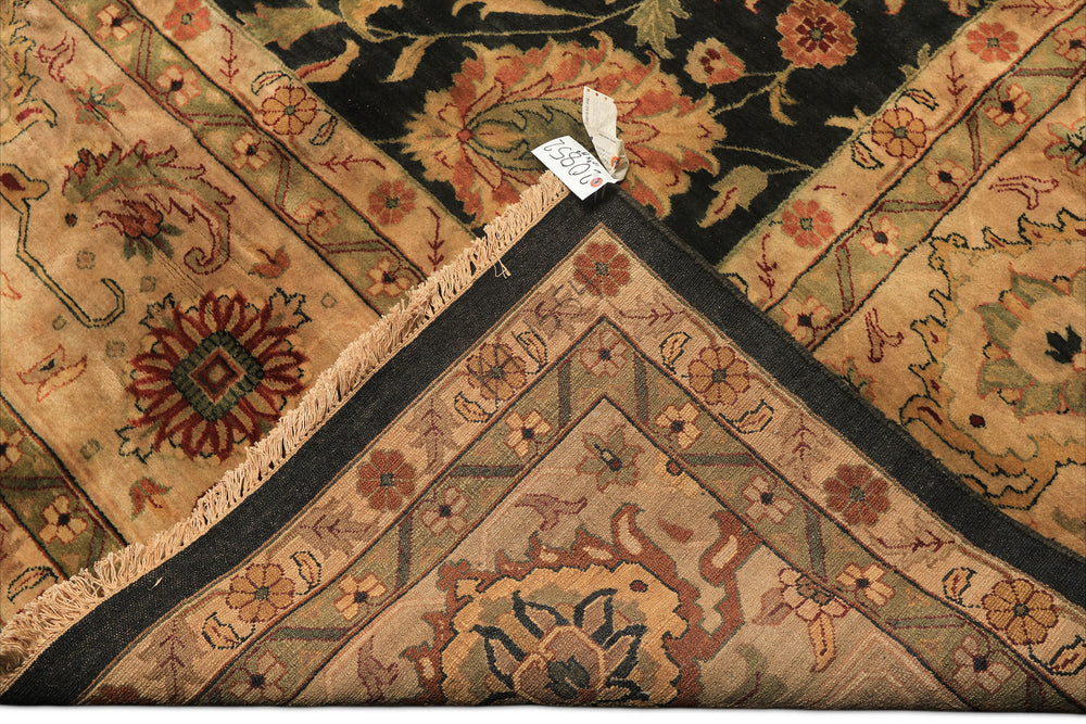 10x14 Charcoal with green undertone, Beige, Green Color Hand Knotted Oushak Wool Traditional Oriental Rug