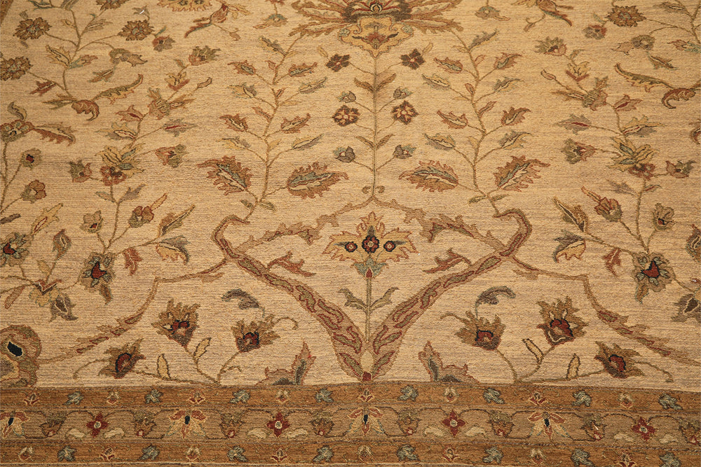 12x18 Beige, Tan, Gold Color Hand Knotted Soumak Wool Transitional Oriental Rug