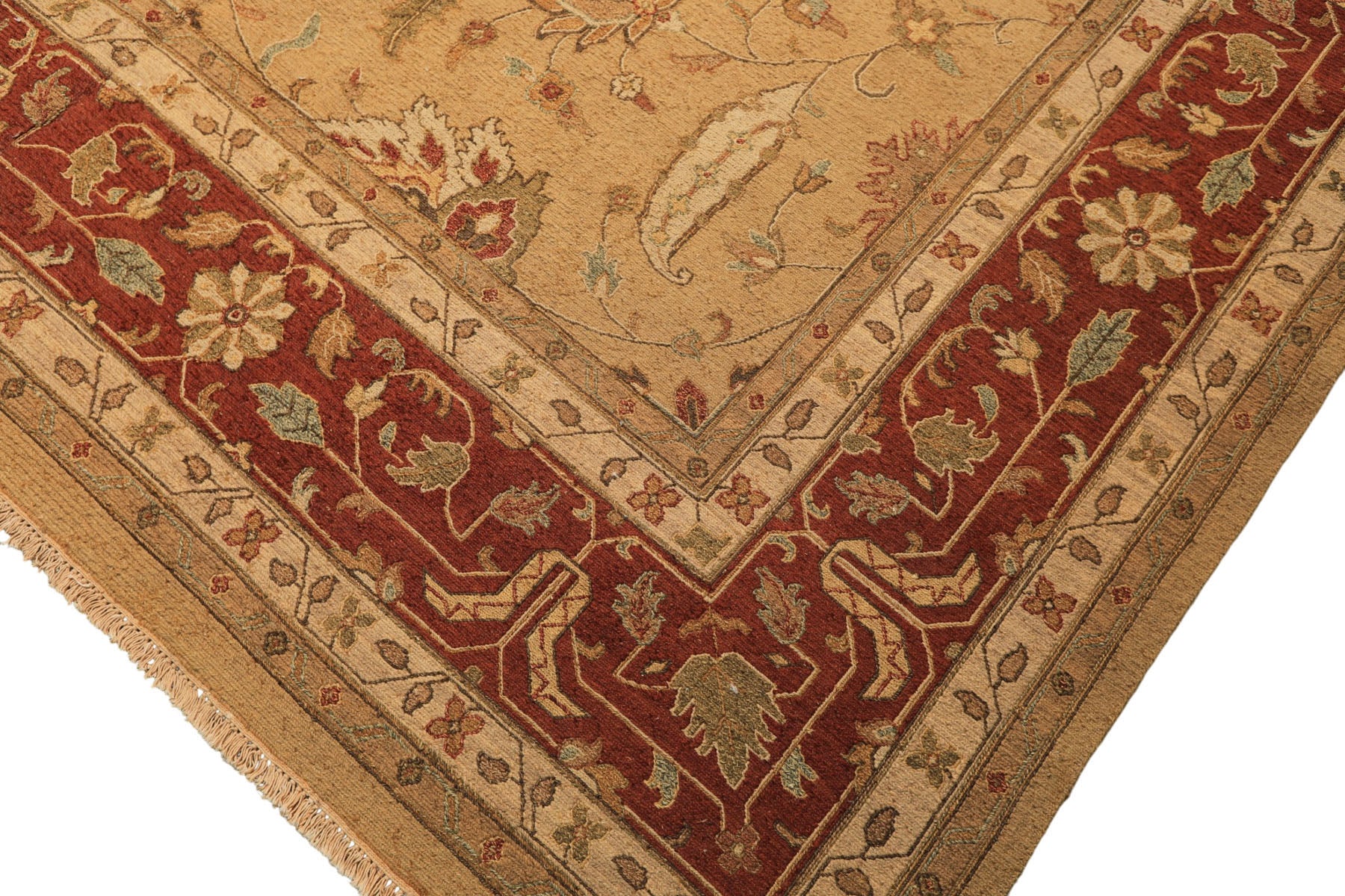 10x14 Tan, Gold, Burnt Orange Color Hand Knotted Soumak Wool Transitional Oriental Rug