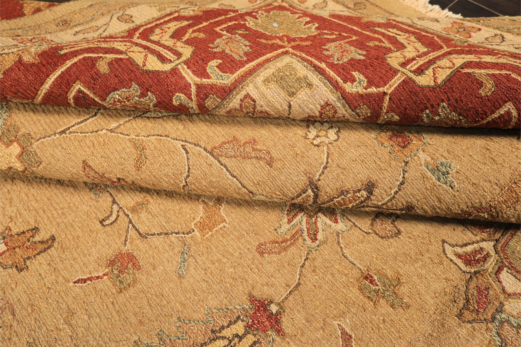 10x14 Tan, Gold, Burnt Orange Color Hand Knotted Soumak Wool Transitional Oriental Rug