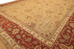10x14 Tan, Gold, Burnt Orange Color Hand Knotted Soumak Wool Transitional Oriental Rug