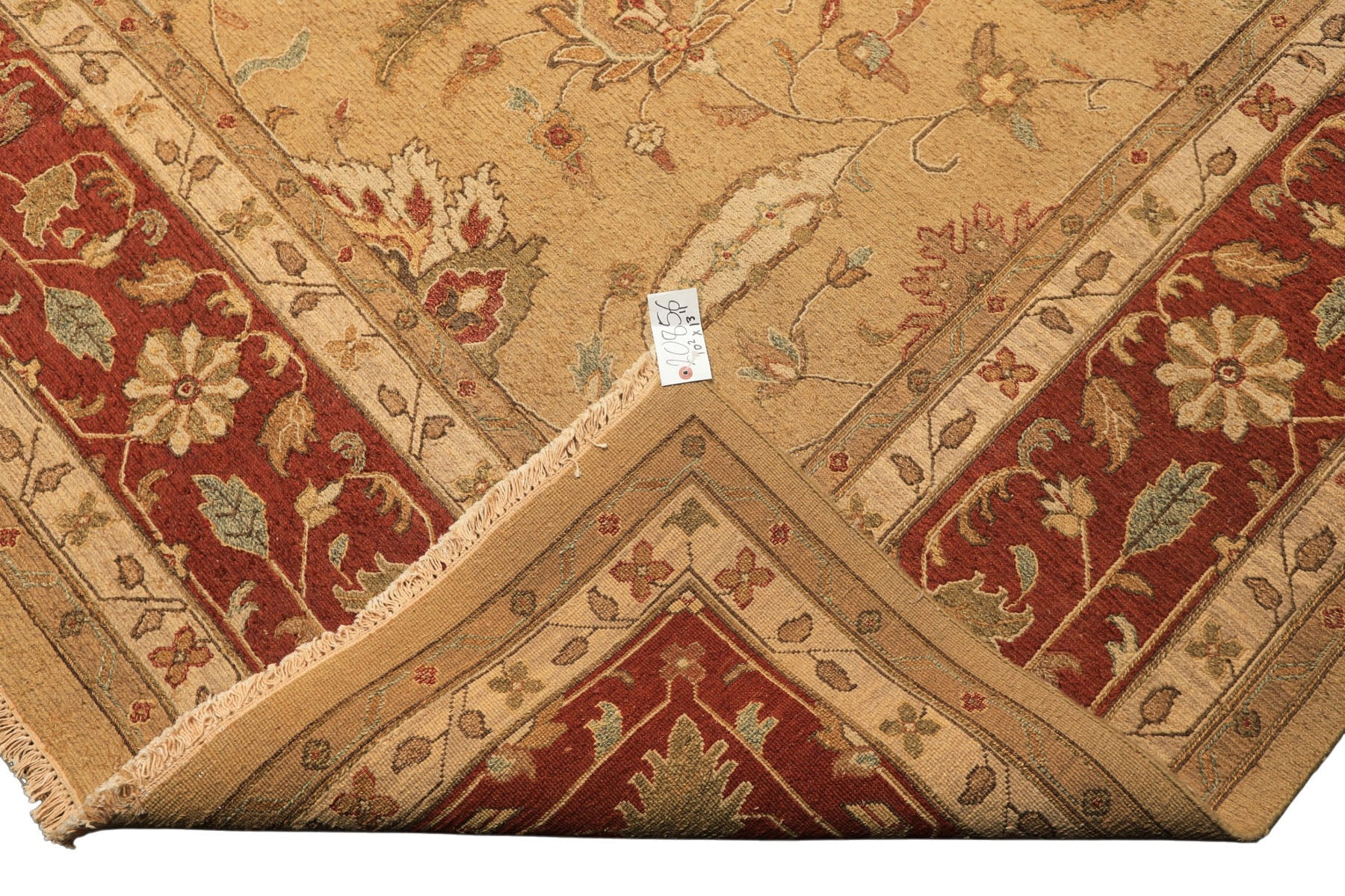 10x14 Tan, Gold, Burnt Orange Color Hand Knotted Soumak Wool Transitional Oriental Rug
