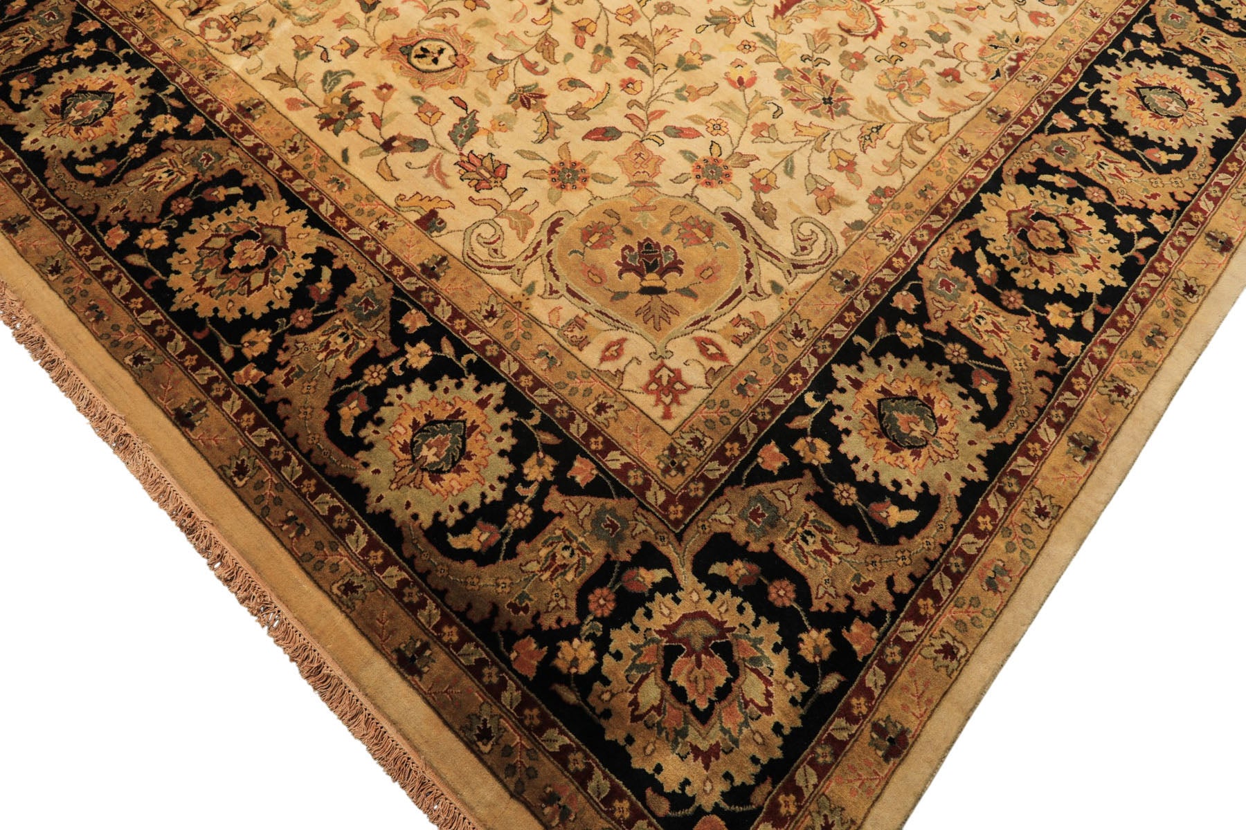 12x18 Beige, Black, Rust Color Hand Knotted Agra New Zealand Wool Traditional Oriental Rug