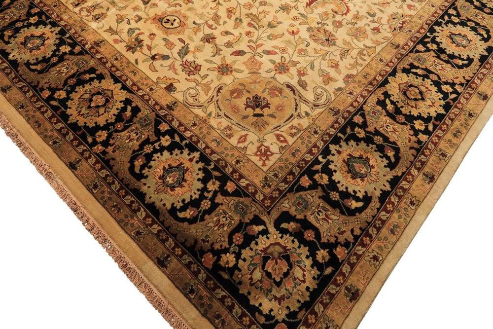 12x18 Beige, Black, Rust Color Hand Knotted Agra New Zealand Wool Traditional Oriental Rug