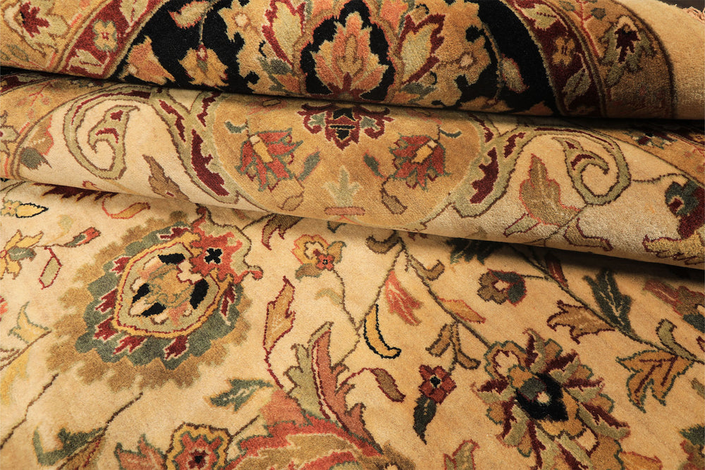 12x18 Beige, Black, Rust Color Hand Knotted Agra New Zealand Wool Traditional Oriental Rug