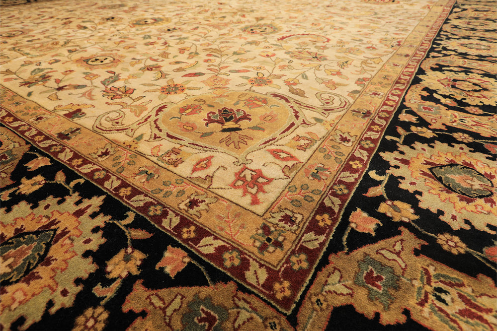 12x18 Beige, Black, Rust Color Hand Knotted Agra New Zealand Wool Traditional Oriental Rug