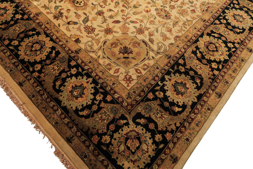 12x18 Beige, Black, Rust Color Hand Knotted Agra New Zealand Wool Traditional Oriental Rug