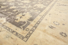 Palace Gray, Ivory, Light Gold Color Hand Knotted Oushak Wool Transitional Oriental Rug