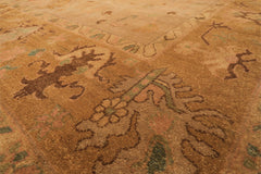 Palace Tan, Gold, Turquoise Color Hand Knotted Oushak Wool Transitional Oriental Rug
