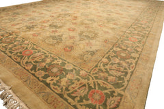 9x13 Beige, Moss, Sage Color Hand Knotted Oushak Wool Transitional Oriental Rug