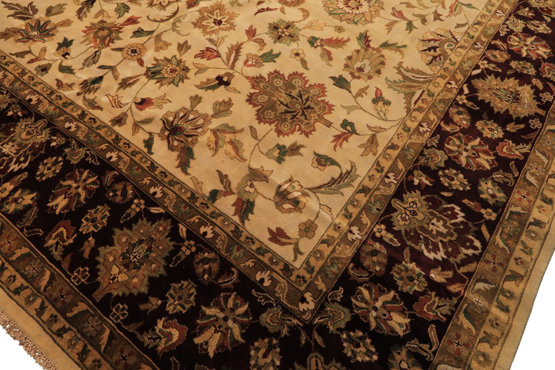 12x18 Beige, Maroon, Sage Color Hand Knotted Agra New Zealand Wool Traditional Oriental Rug
