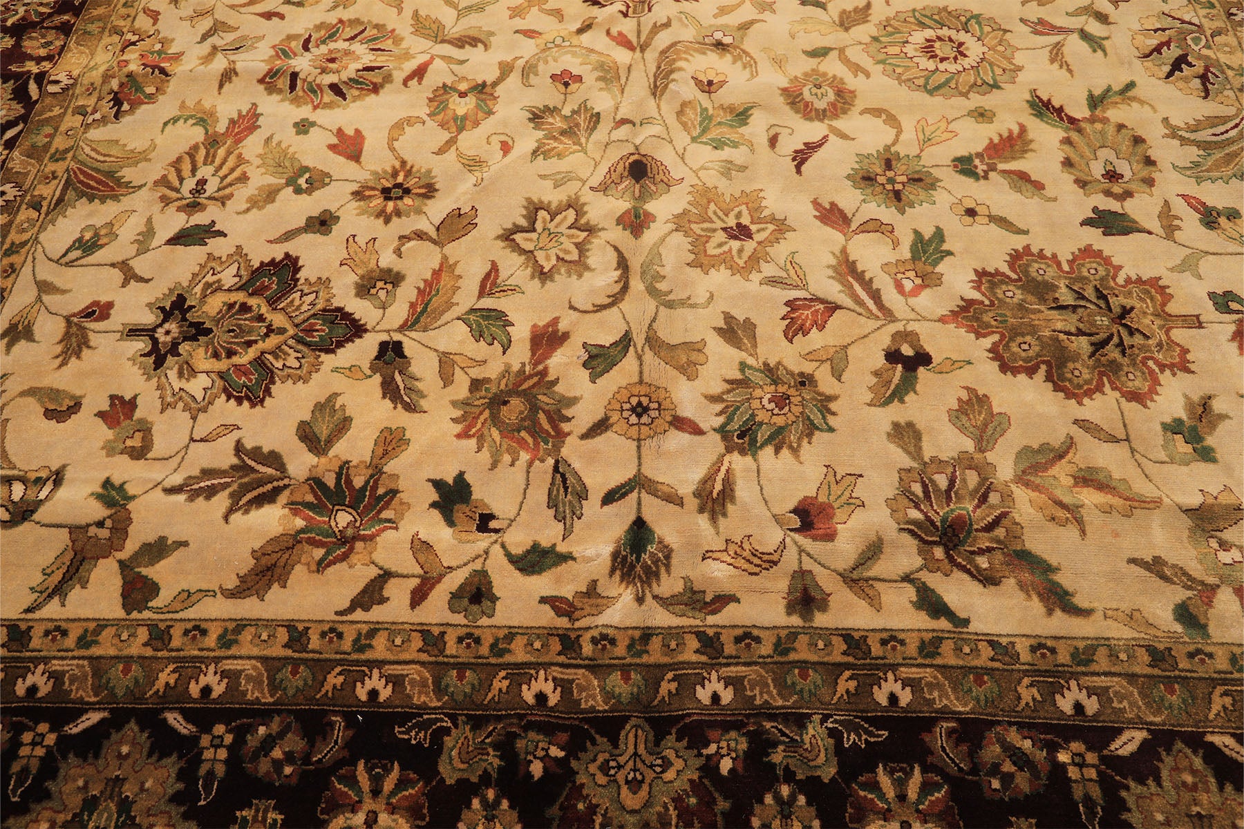 12x18 Beige, Maroon, Sage Color Hand Knotted Agra New Zealand Wool Traditional Oriental Rug