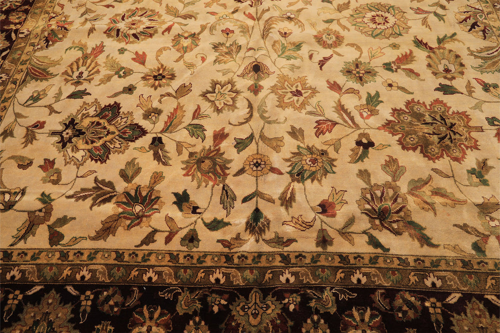12x18 Beige, Maroon, Sage Color Hand Knotted Agra New Zealand Wool Traditional Oriental Rug