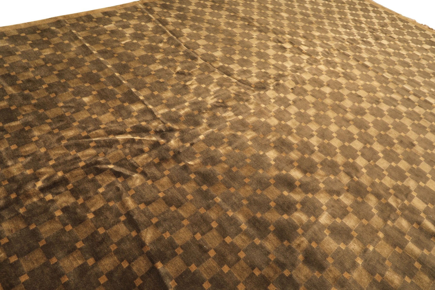 10x14 Tan, Olive, Green Color Hand Knotted Tibetan New Zealand Wool Transitional Oriental Rug