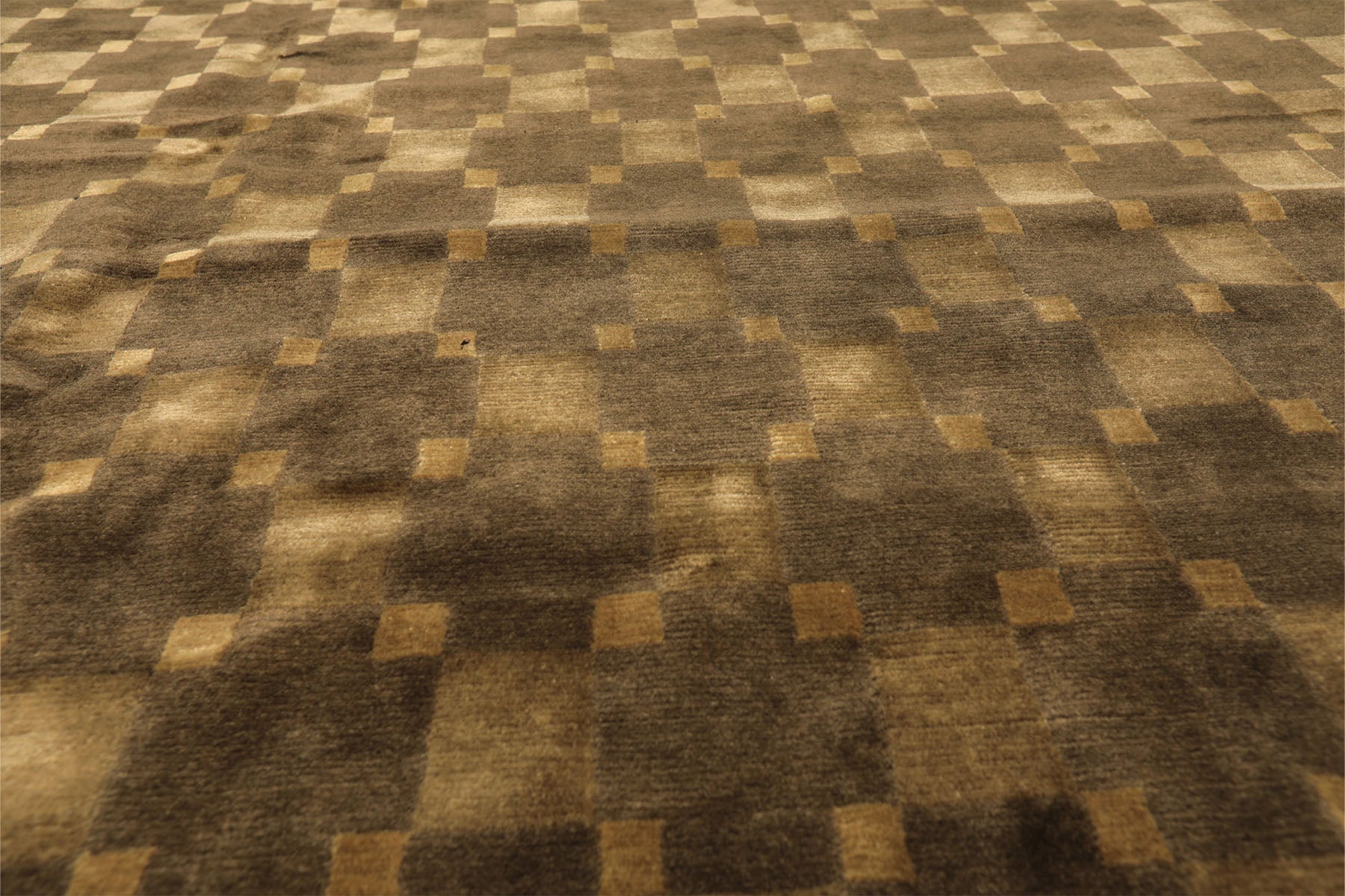 10x14 Tan, Olive, Green Color Hand Knotted Tibetan New Zealand Wool Transitional Oriental Rug