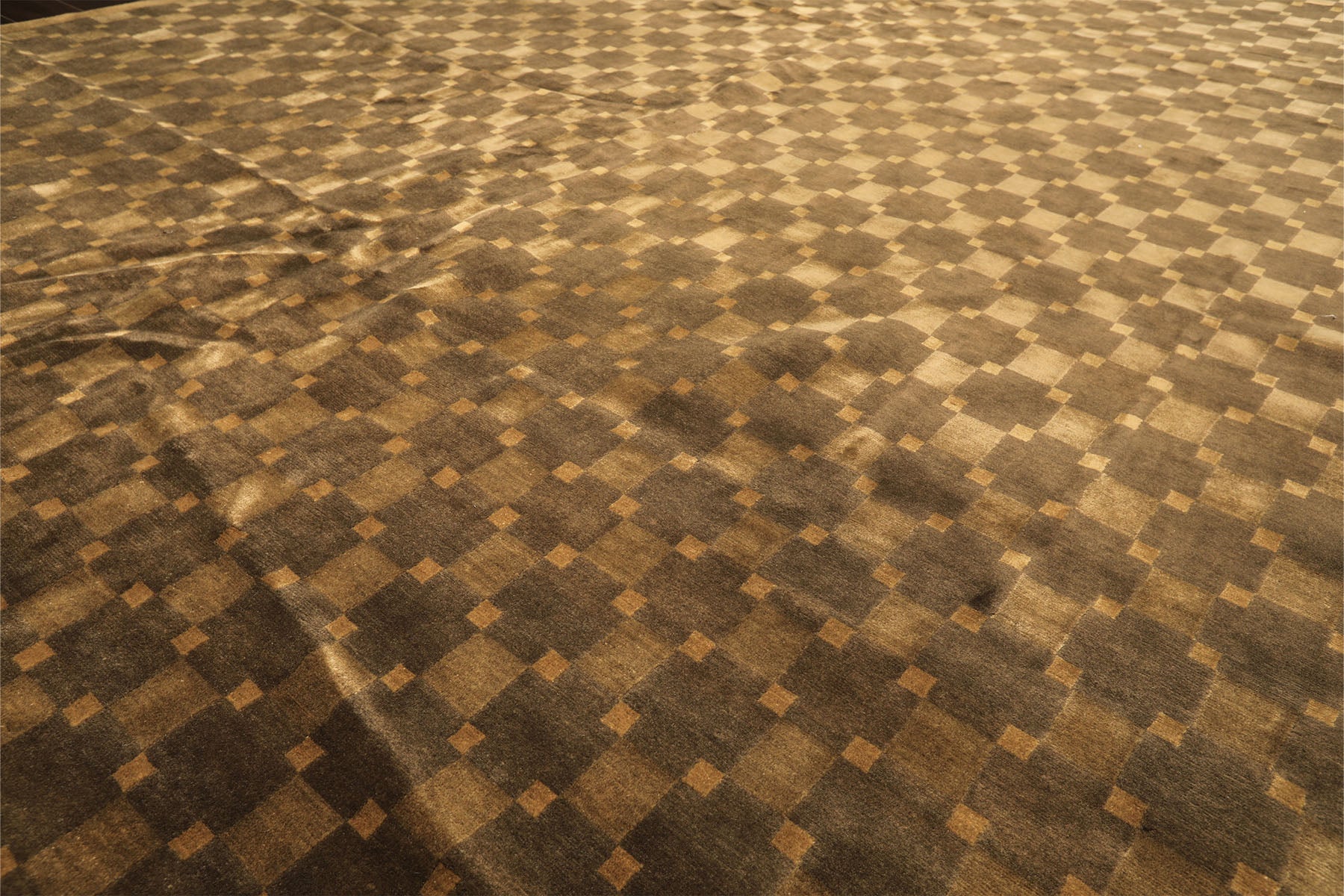 10x14 Tan, Olive, Green Color Hand Knotted Tibetan New Zealand Wool Transitional Oriental Rug