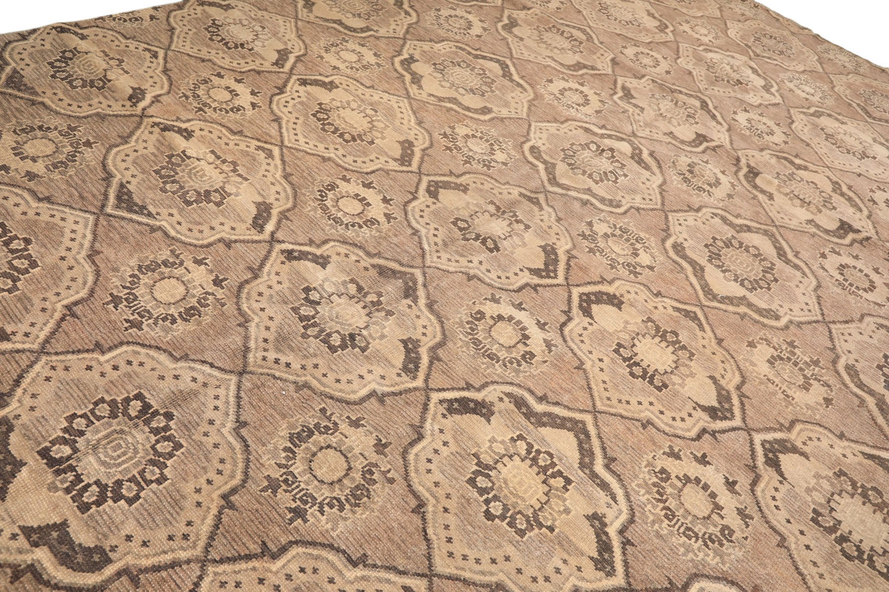 9x13 Taupe, Beige, Brown Color Hand Knotted Oushak Wool Transitional Oriental Rug