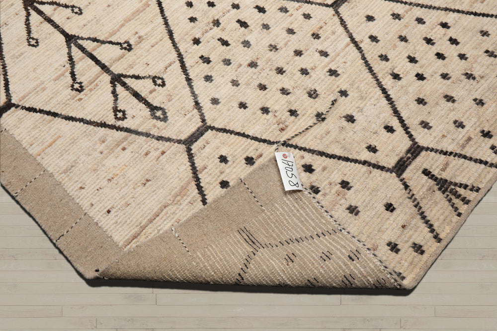 5x7 Beige, Charcoal, Color Hand Knotted Afghan Moroccan 100% Wool Modern Oriental Rug