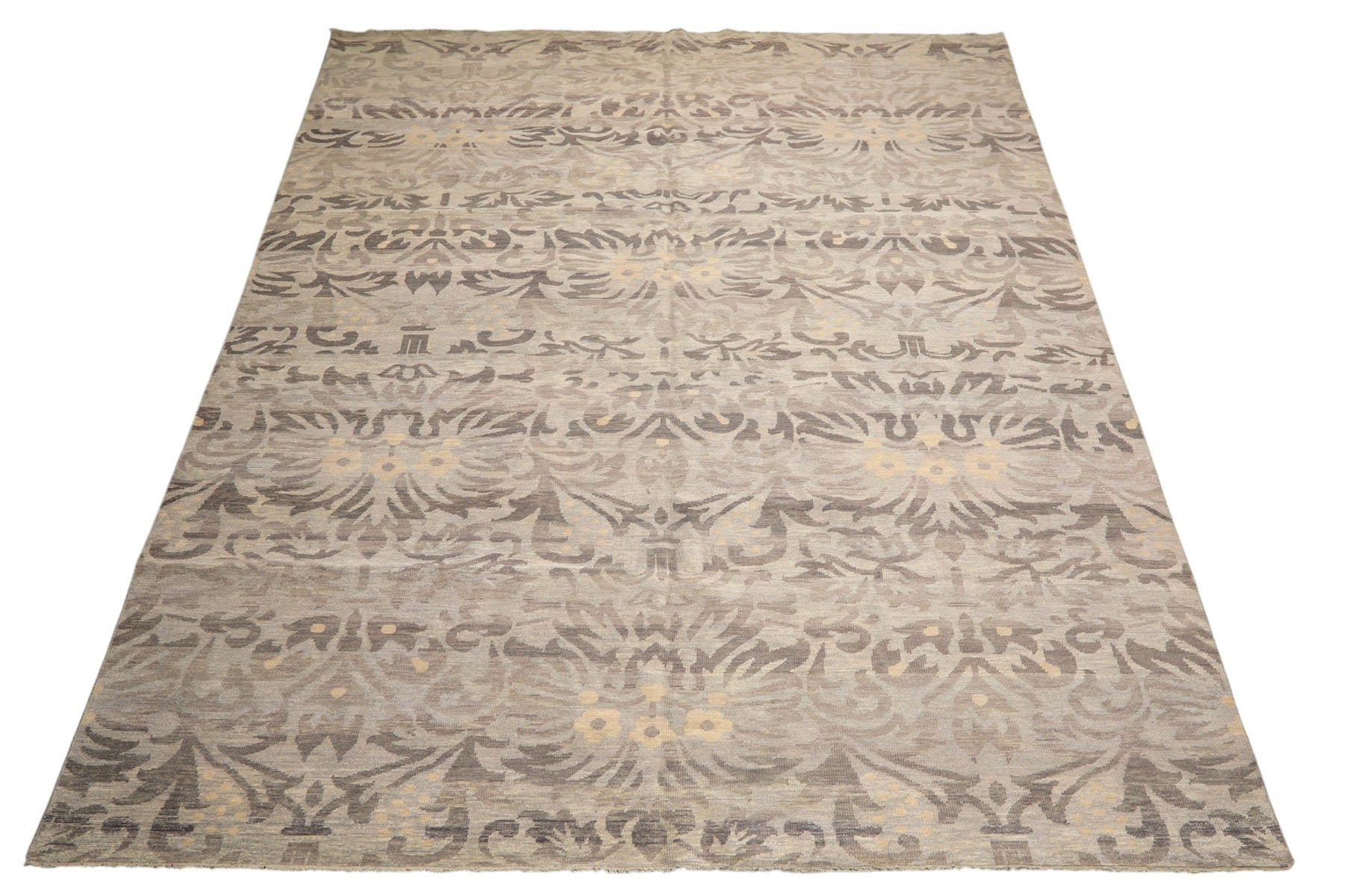 Multi Size Silver Beige Gray Color Hand Knotted Oushak Wool Transitional Oriental Rug