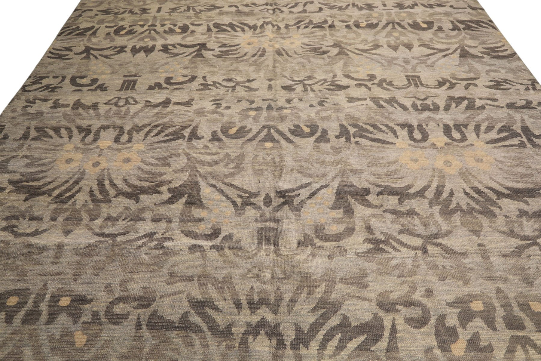 Multi Size Silver Beige Gray Color Hand Knotted Oushak Wool Transitional Oriental Rug
