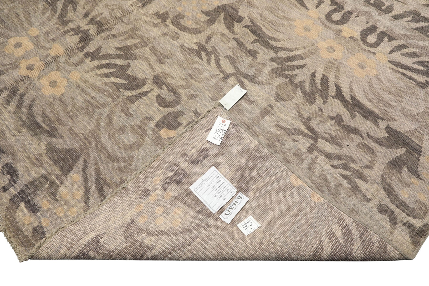 Multi Size Silver Beige Gray Color Hand Knotted Oushak Wool Transitional Oriental Rug