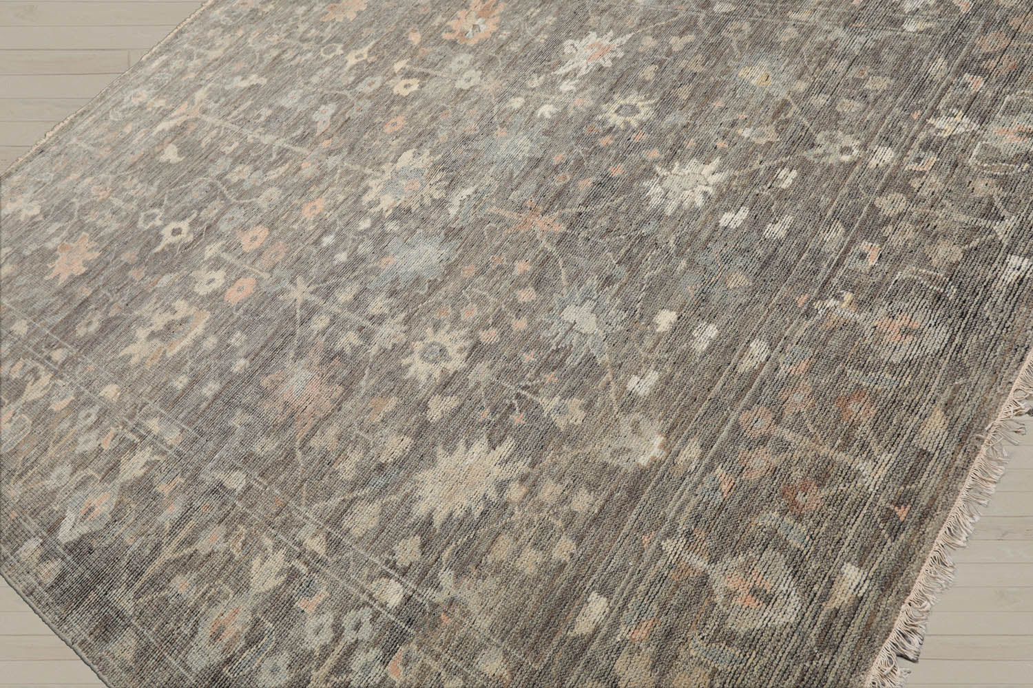 8x10 Gray, Beige, Pale Blue Color Hand Knotted Oushak Wool Traditional Oriental Rug