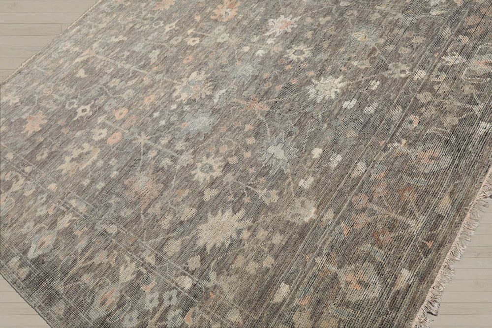 8x10 Gray, Beige, Pale Blue Color Hand Knotted Oushak Wool Traditional Oriental Rug