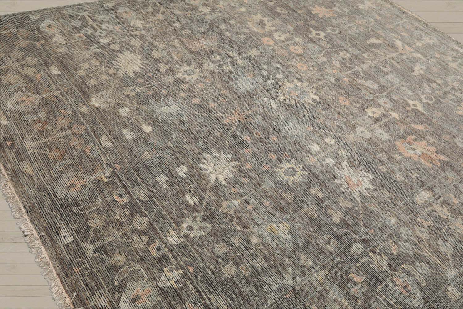 8x10 Gray, Beige, Pale Blue Color Hand Knotted Oushak Wool Traditional Oriental Rug