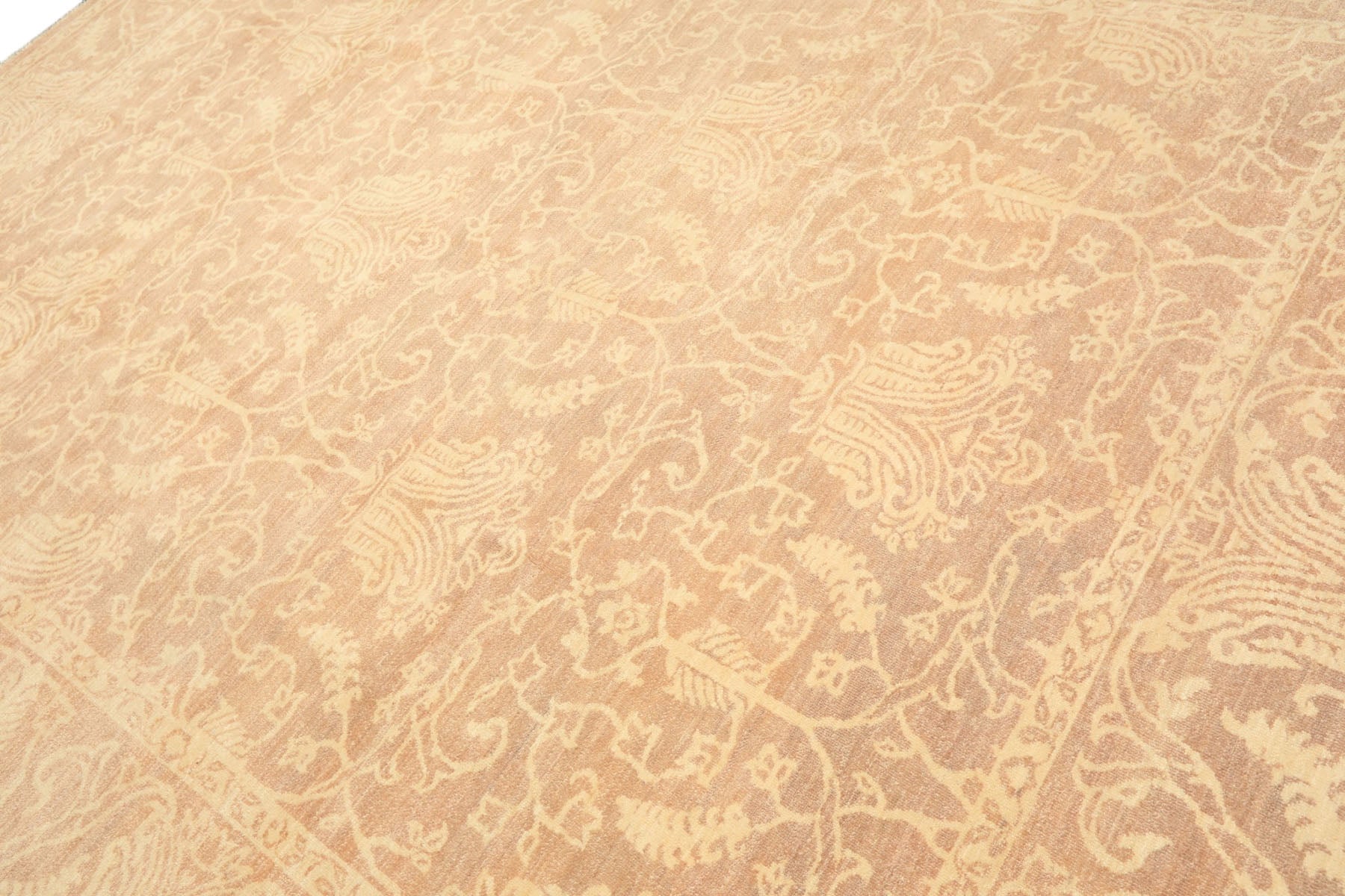 9x12 Tan, Ivory, Color Hand Knotted Peshawar Wool Transitional Oriental Rug