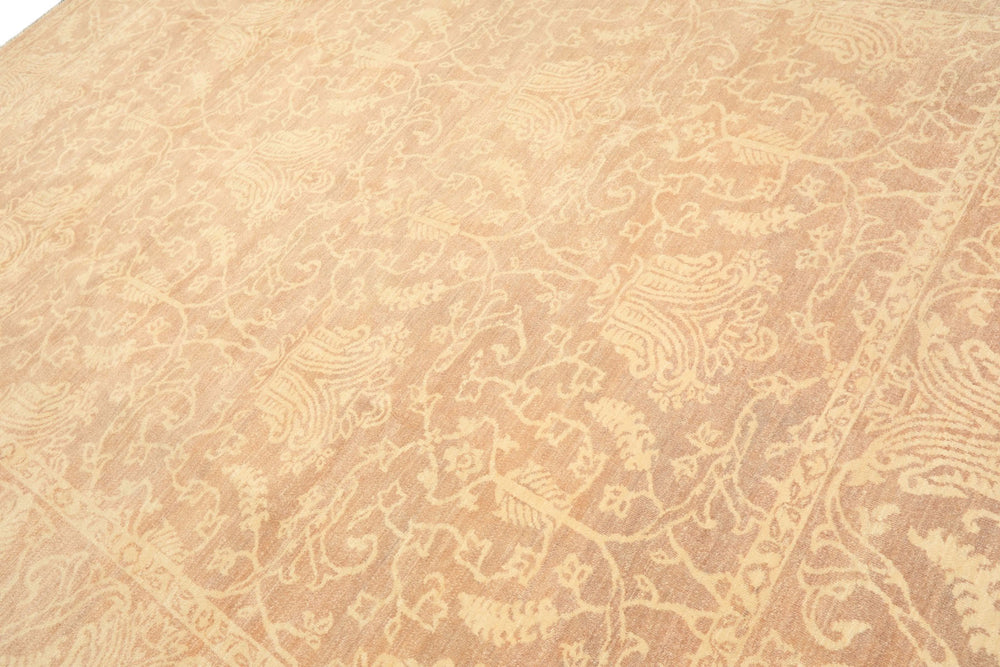 9x12 Tan, Ivory, Color Hand Knotted Peshawar Wool Transitional Oriental Rug