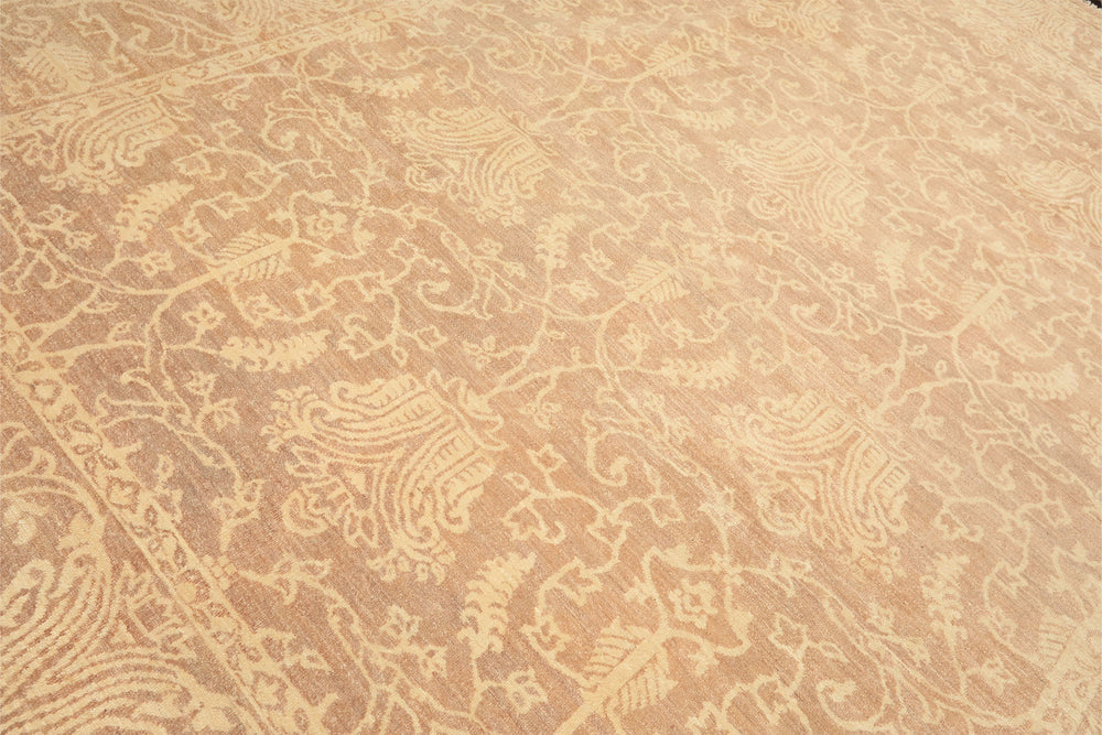 9x12 Tan, Ivory, Color Hand Knotted Peshawar Wool Transitional Oriental Rug