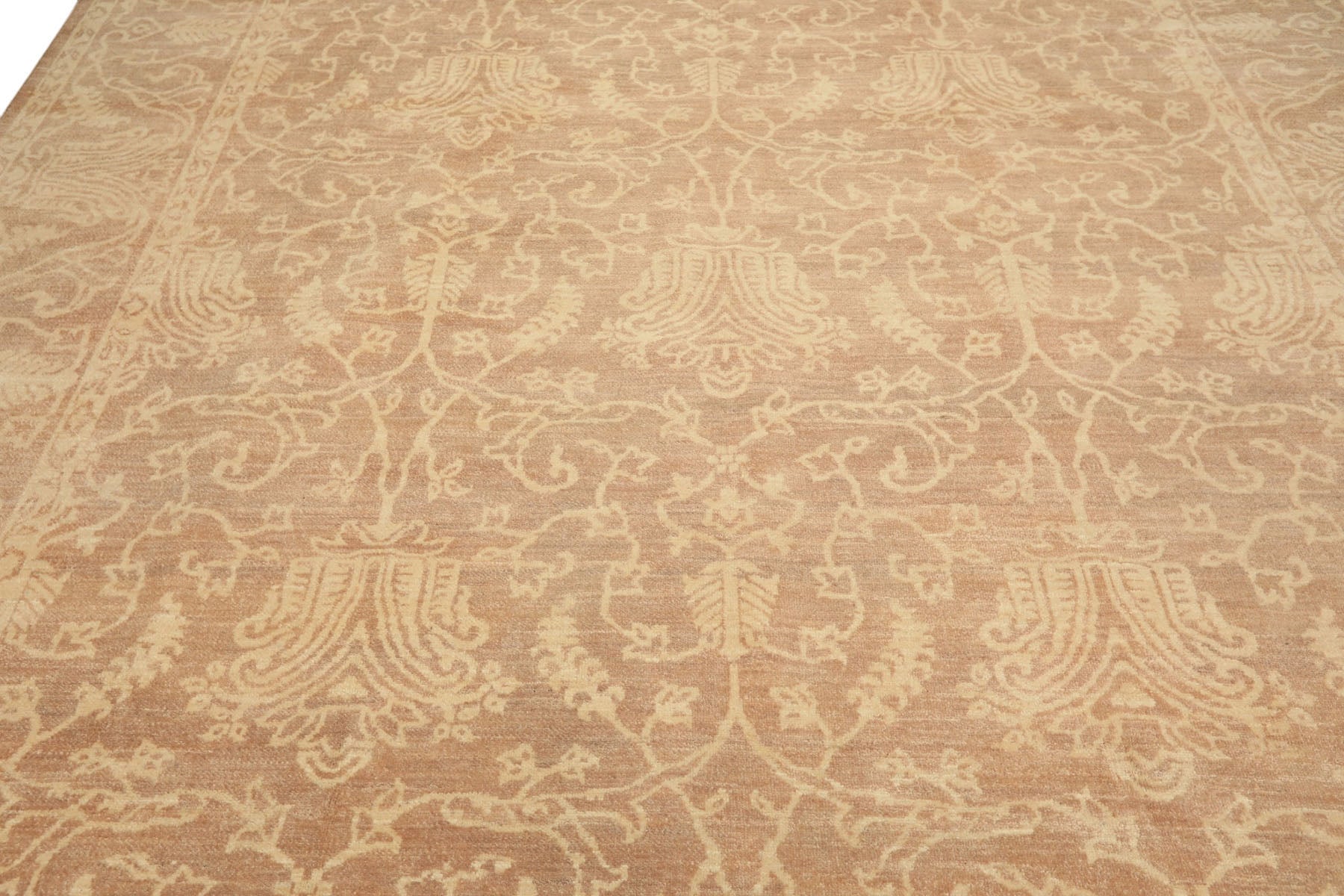 9x12 Tan, Ivory, Color Hand Knotted Peshawar Wool Transitional Oriental Rug