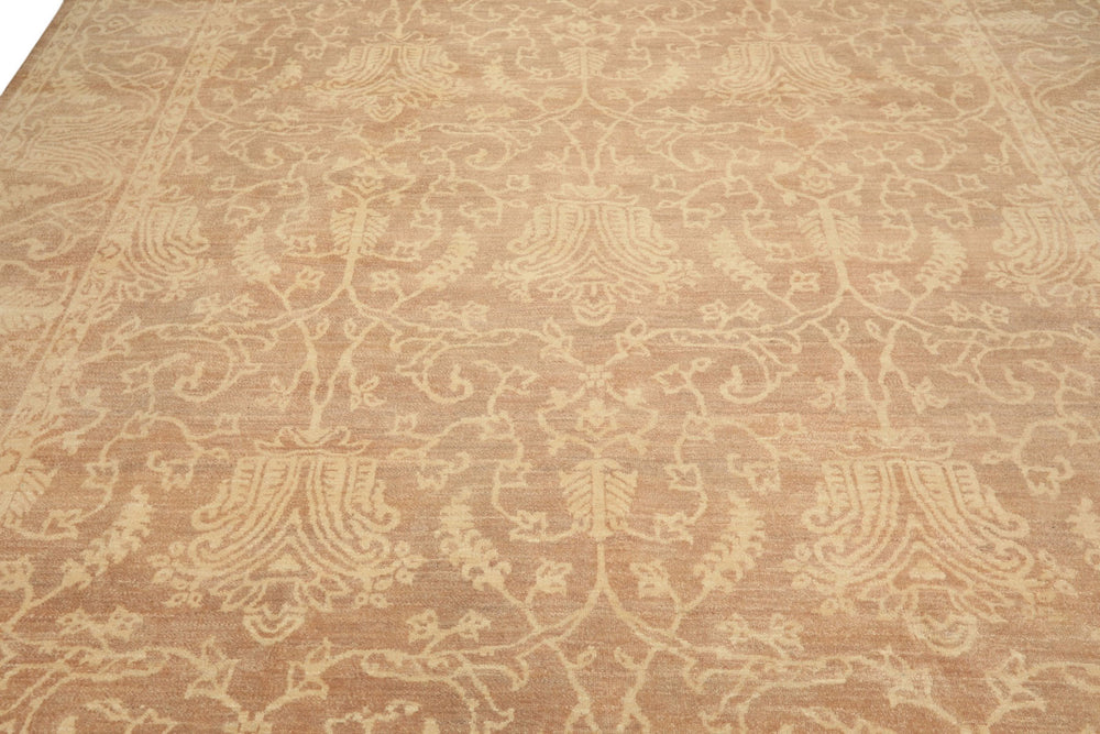 9x12 Tan, Ivory, Color Hand Knotted Peshawar Wool Transitional Oriental Rug