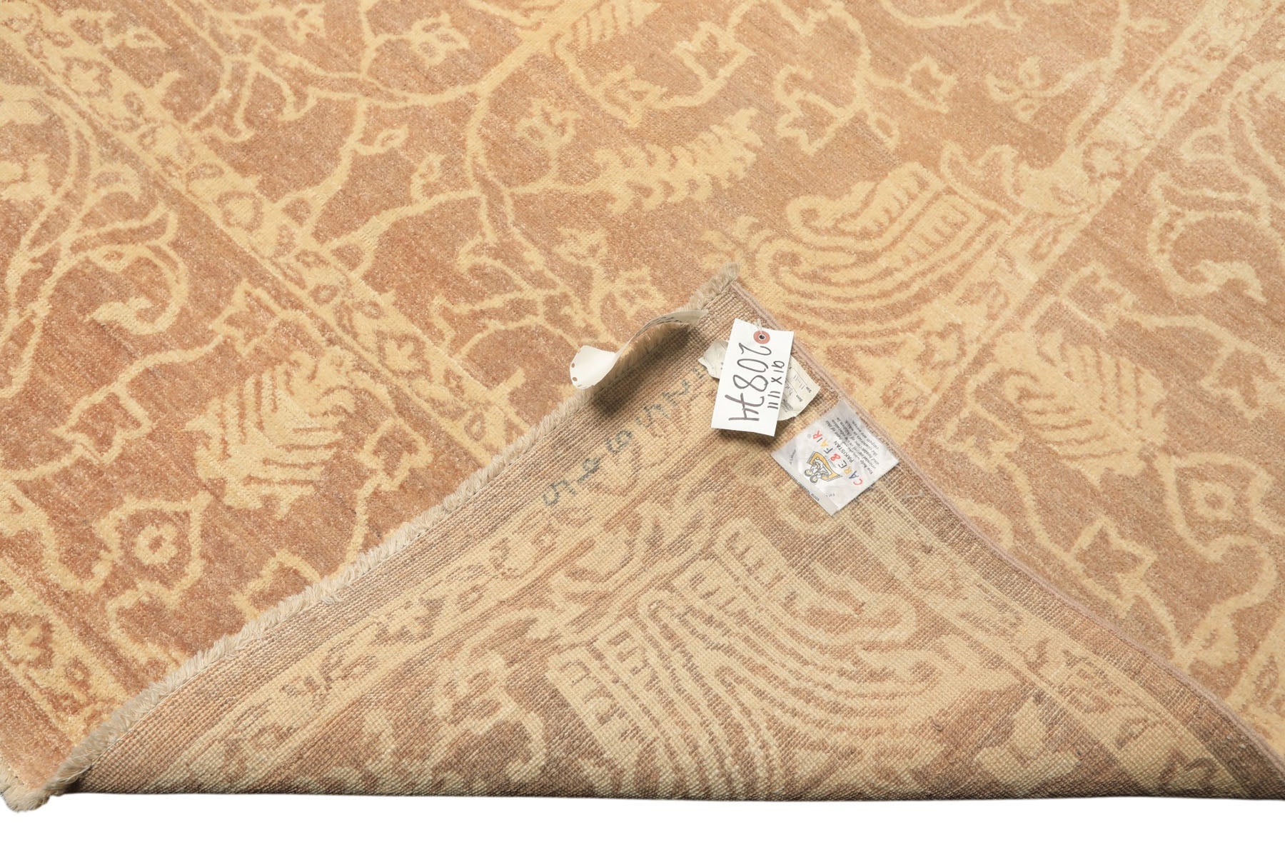 9x12 Tan, Ivory, Color Hand Knotted Peshawar Wool Transitional Oriental Rug
