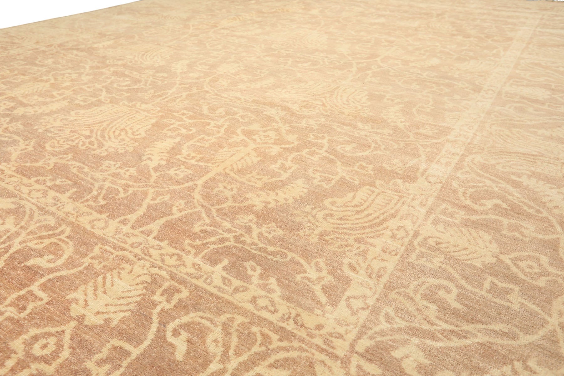 9x12 Tan, Ivory, Color Hand Knotted Peshawar Wool Transitional Oriental Rug