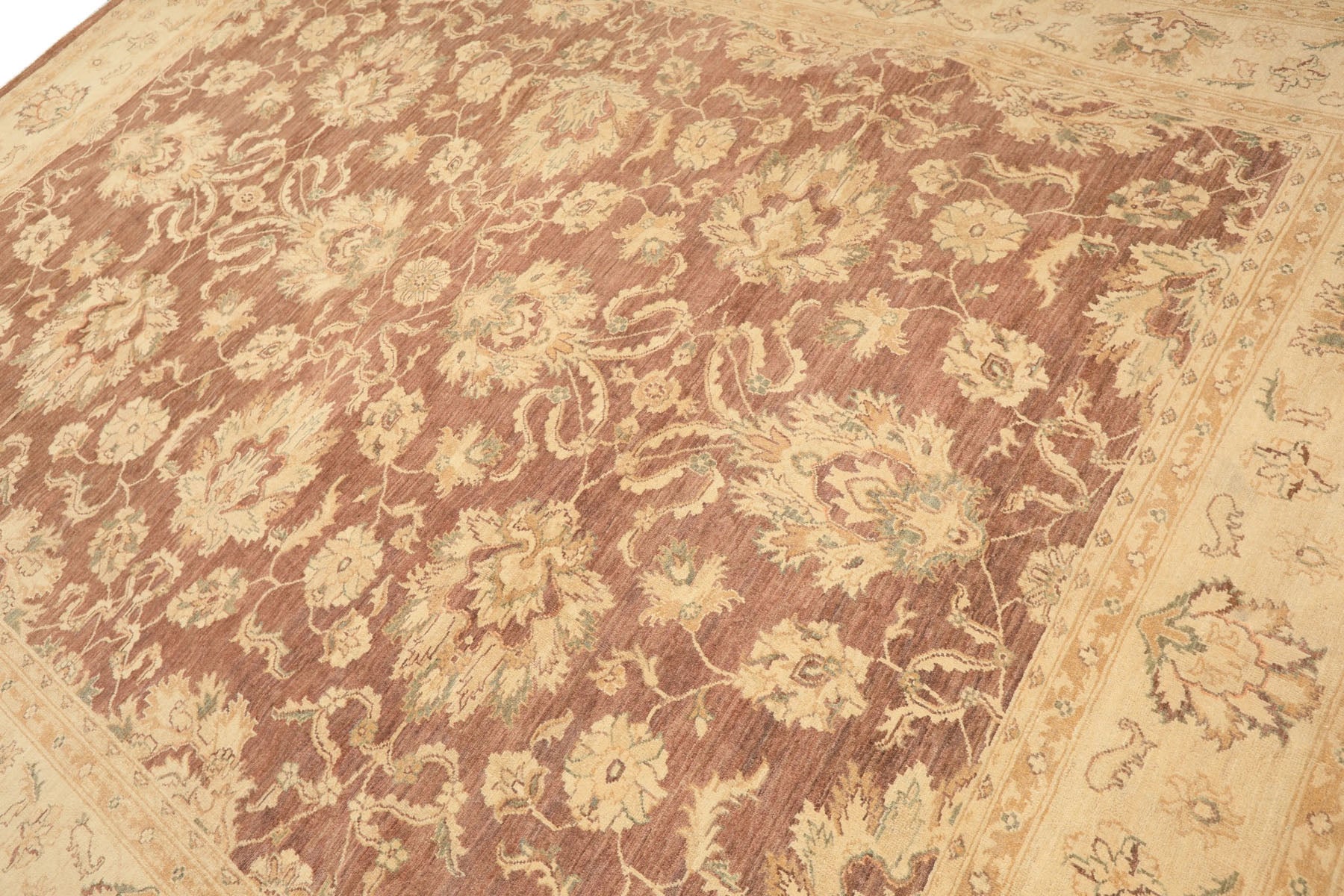 9x12 Taupe, Ivory, Tan Color Hand Knotted Chobi Peshawar Wool Transitional Oriental Rug