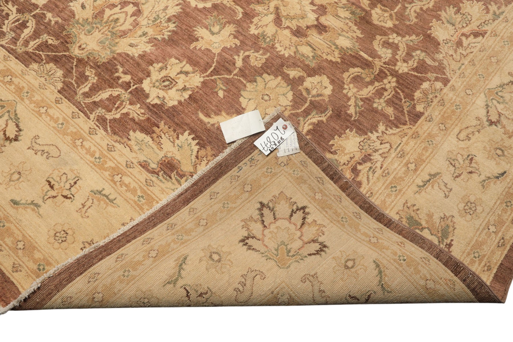 9x12 Taupe, Ivory, Tan Color Hand Knotted Chobi Peshawar Wool Transitional Oriental Rug