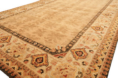 6x9 Tan, Ivory, Gold Color Hand Knotted Agra Wool Transitional Oriental Rug