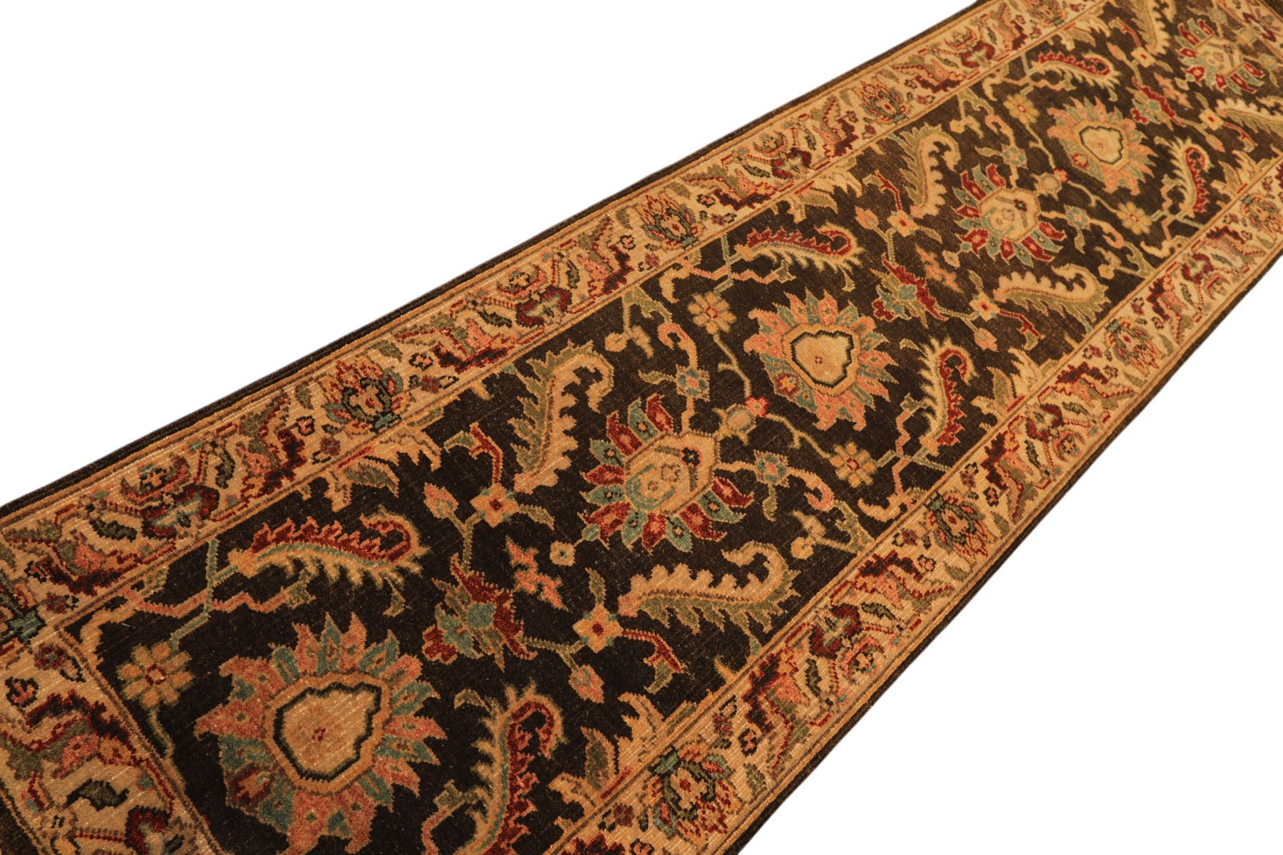 Multi Size Brown Gold Aqua Color Hand Knotted Agra Wool Traditional Oriental Rug