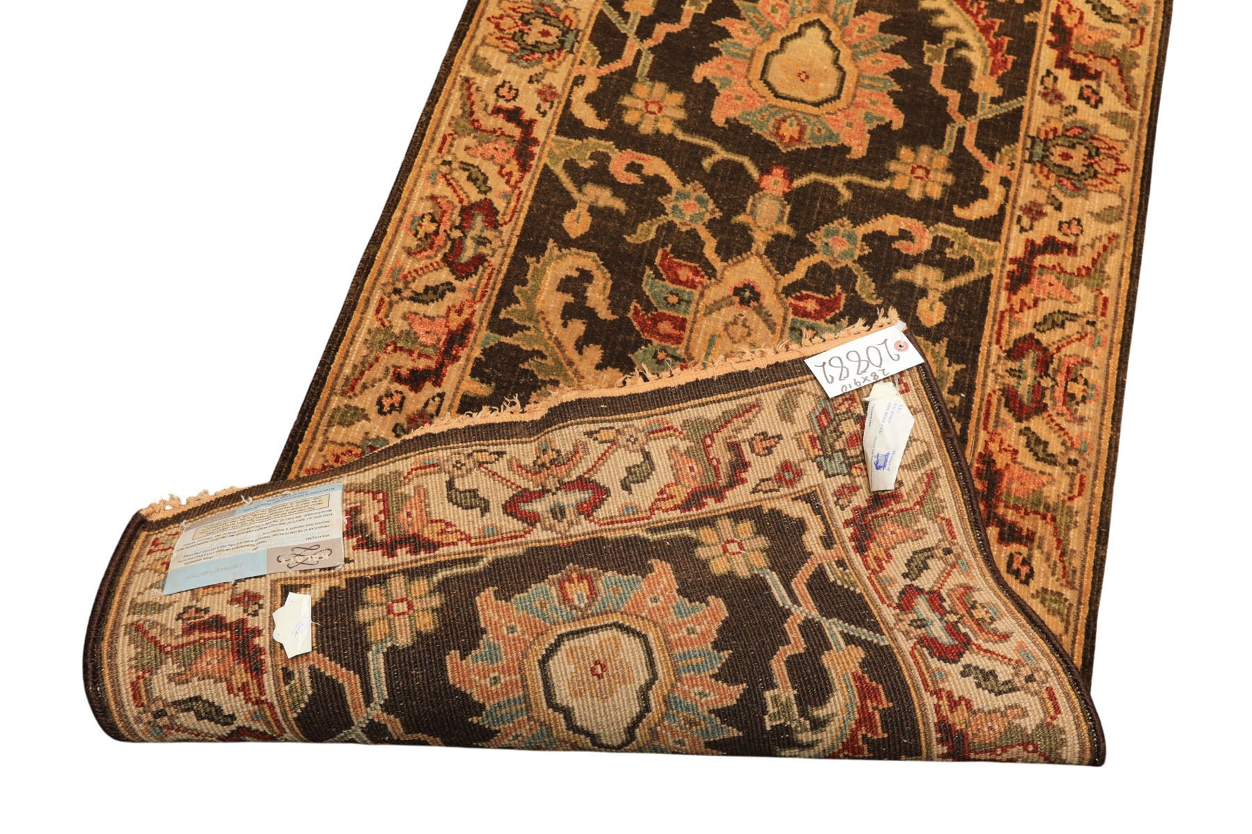 Multi Size Brown Gold Aqua Color Hand Knotted Agra Wool Traditional Oriental Rug