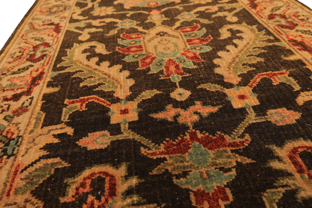 Multi Size Brown Gold Aqua Color Hand Knotted Agra Wool Traditional Oriental Rug