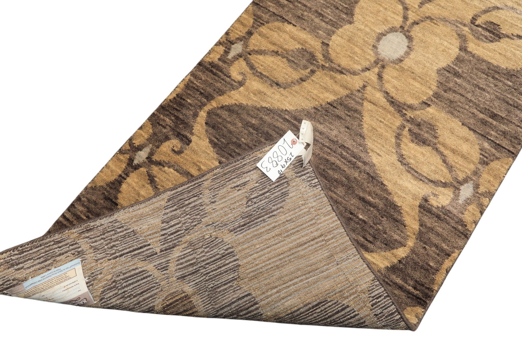 2'6x10 Gray, Beige, Slate Color Hand Knotted Tibetan Wool Transitional Oriental Rug