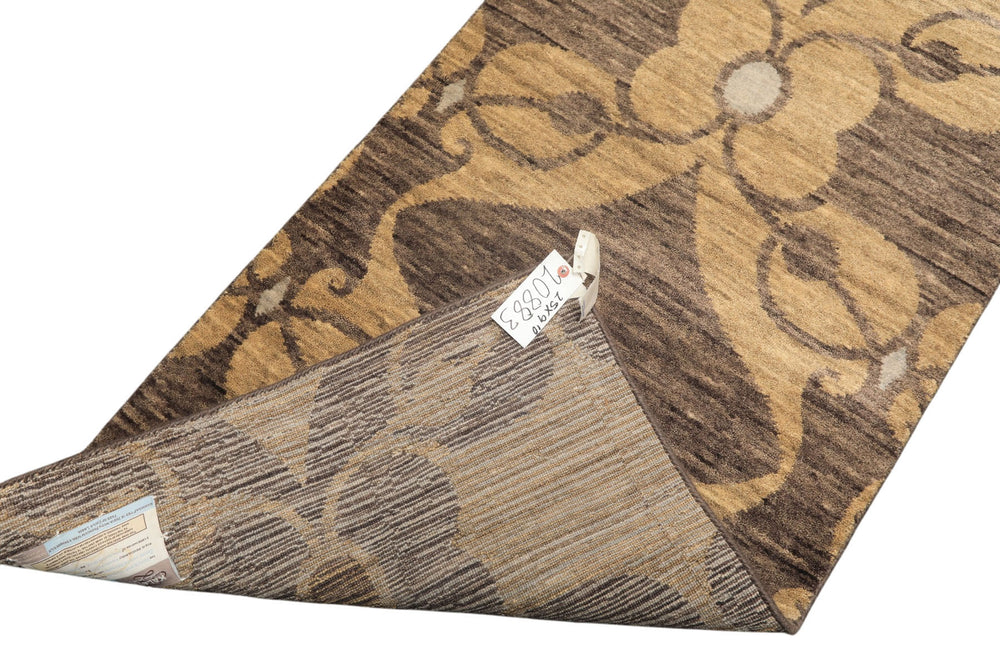 2'6x10 Gray, Beige, Slate Color Hand Knotted Tibetan Wool Transitional Oriental Rug