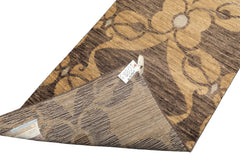 2'6x10 Gray, Beige, Slate Color Hand Knotted Tibetan Wool Transitional Oriental Rug